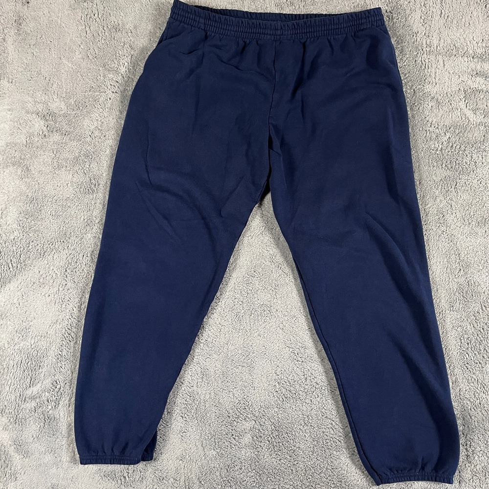 Fruit of the Loom Sweatpants Mens 2XL Navy Blue Lined Tapered Leg Drawstring